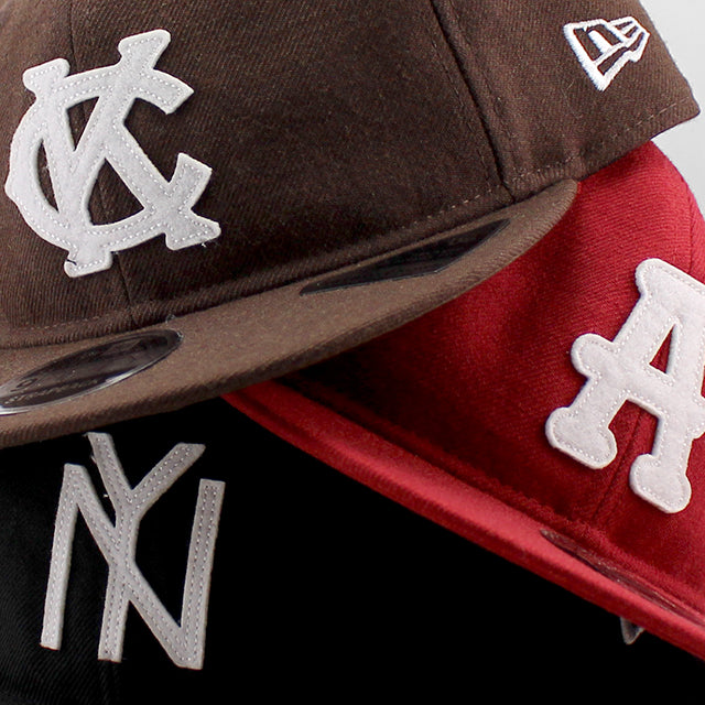 ニューエラ キャップ RC9FIFTY カンザスシティ モナークス WOOL FLAT VISOR FELT PATCH STRAPBACK CAP WALNUT