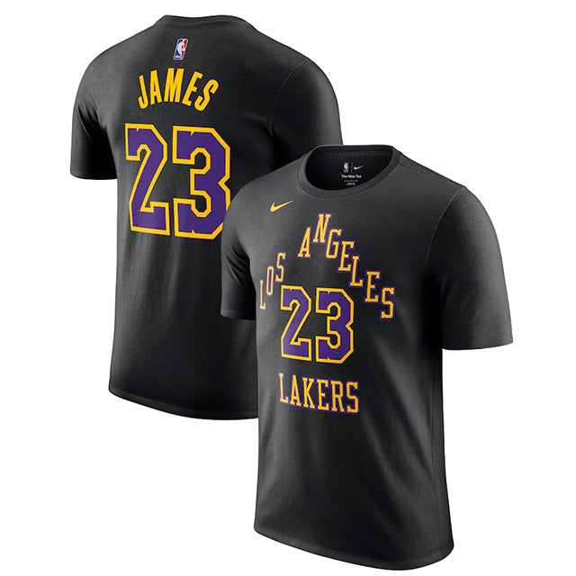 海外取寄 レブロン ジェームスモデル ナイキ Tシャツ 2023-24 CITY EDITION NAME&NUMBER T-SHIRT BLACK LOS ANGELES LAKERS