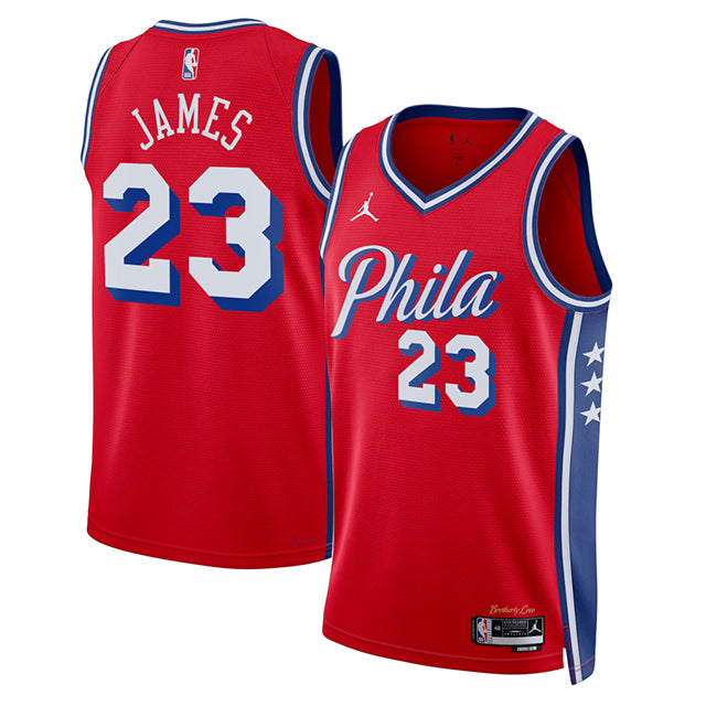 レブロン ジェームスモデル 海外取寄 ジョーダンブランド レプリカユニフォーム フィラデルフィア 76ers SWINGMAN JERSEY STATEMENT EDITION RED
