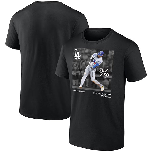 即日発送 大谷翔平 シーズン50本塁打50盗塁達成記念モデル Tシャツ A GAME FOR THE AGES T-SHIRT BLACK