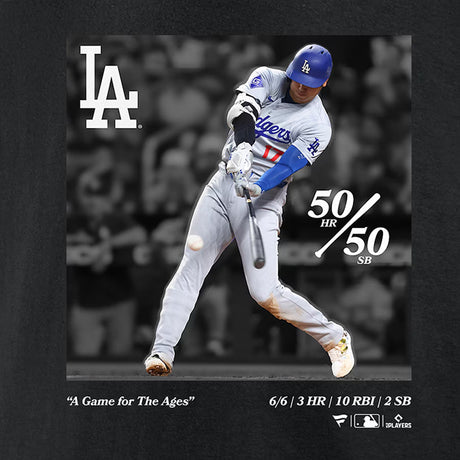 即日発送 大谷翔平 シーズン50本塁打50盗塁達成記念モデル Tシャツ A GAME FOR THE AGES T-SHIRT BLACK