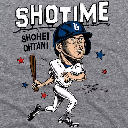 大谷翔平モデル 海外取寄 オマーシュ Tシャツ MLB SIGNATURE GREY ロサンゼルス ドジャース