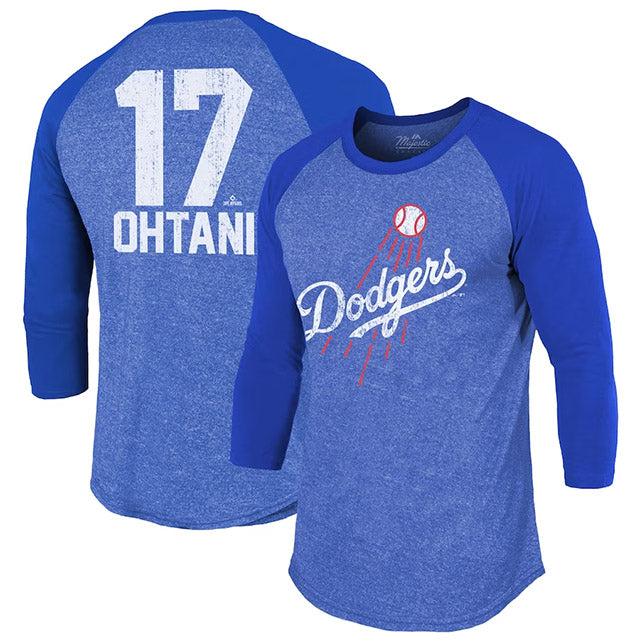 大谷翔平モデル 海外取寄 ラグランTシャツ TRI-BLEND THREE-QUARTER RAGLAN SLEEVE T-SHIRT ROYAL BLUE