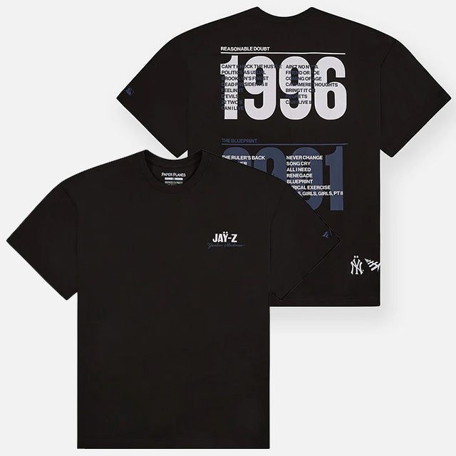 海外取寄 ペーパープレーンズ x ニューヨーク ヤンキース x ファナティクス Tシャツ PLANES X JAŸ-Z30 YANKEE STADIUM ANNIVERSARY T-SHIRT BLACK