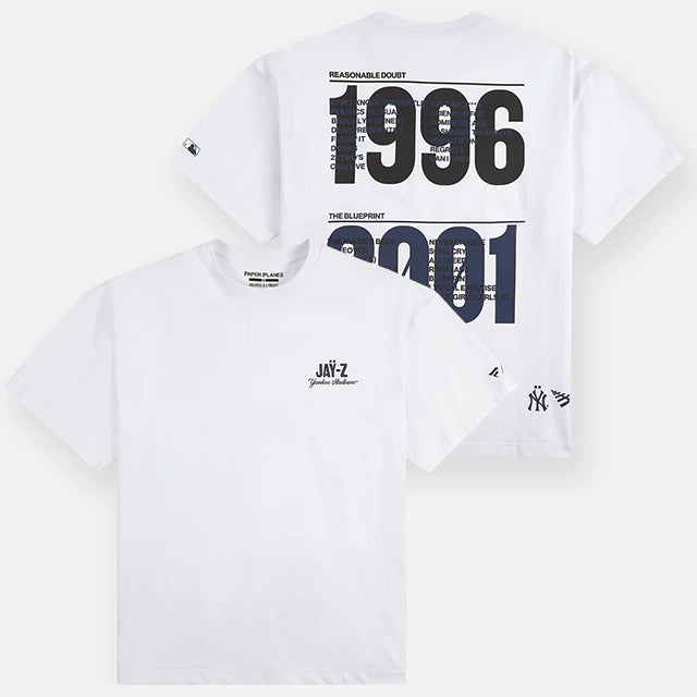 海外取寄 ペーパープレーンズ x ニューヨーク ヤンキース x ファナティクス Tシャツ PLANES X JAŸ-Z30 YANKEE STADIUM ANNIVERSARY T-SHIRT WHITE