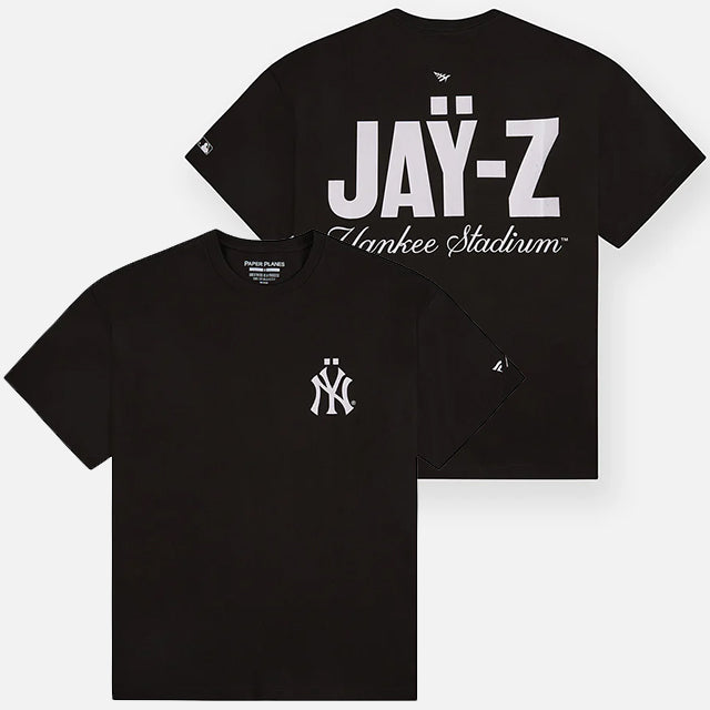 海外取寄 ペーパープレーンズ x ニューヨーク ヤンキース x ファナティクス Tシャツ PLANES X JAŸ-Z30 YANKEE STADIUM ANNIVERSARY T-SHIRT BLACK