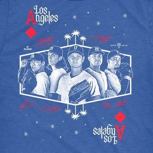 大谷翔平・山本由伸・タリック スクーバル・タイラー グラスノー・ブレイク スネル 海外取寄 ロサンゼルス ドジャース モデル TシャツACES T-SHIRT