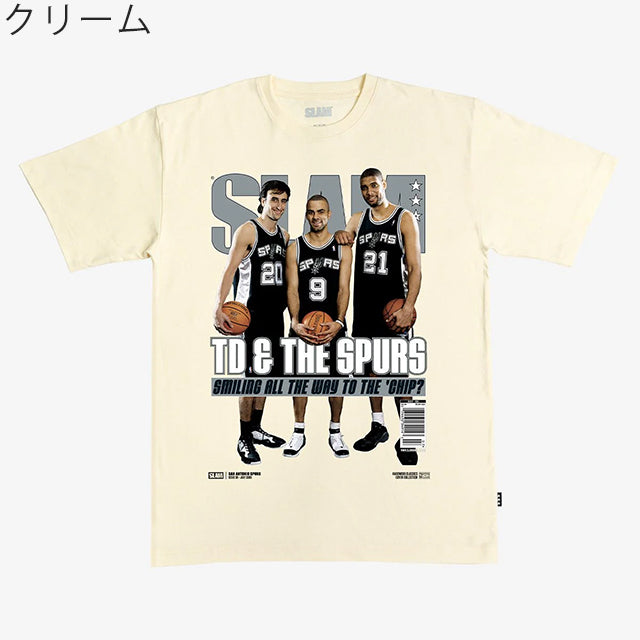 ティム ダンカン・トニー パーカー・マヌ ジノビリモデル スラム サンアントニオ スパーズ Tシャツ 海外取寄 SLAM HARDWOOD CLASSICS COVER T-SHIRT