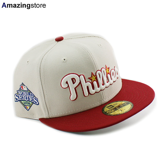 ニューエラ 59FIFTY フィラデルフィア フィリーズ MLB 2008 WORLD SERIES FITTED CAP STONE BURGUNDY