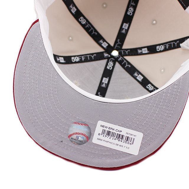 ニューエラ 59FIFTY フィラデルフィア フィリーズ MLB 2008 WORLD SERIES FITTED CAP STONE BURGUNDY