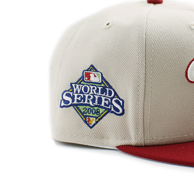ニューエラ 59FIFTY フィラデルフィア フィリーズ MLB 2008 WORLD SERIES FITTED CAP STONE BURGUNDY