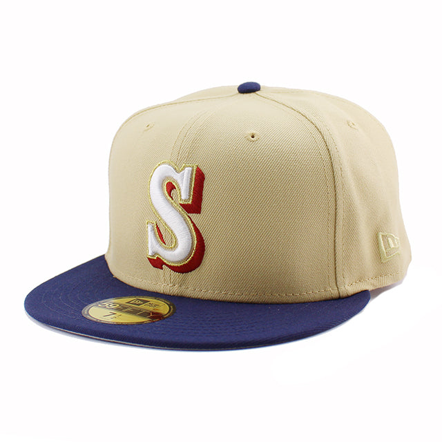 ニューエラ キャップ 59FIFTY シアトル マリナーズ MLB 25TH ANNIVERSARY FITTED CAP VEGAS GOLD NAVY