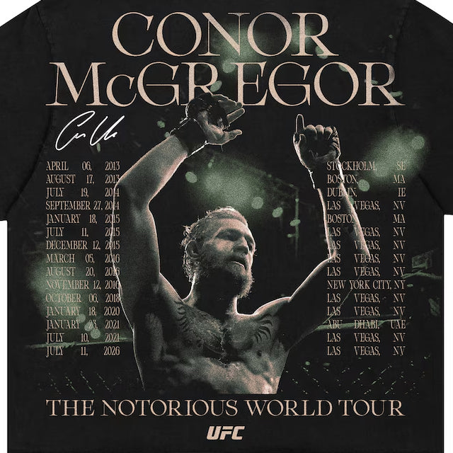 コナー マクレガーモデル海外取寄 UFC Tシャツ WORLD TOUR T-SHIRT BLACK