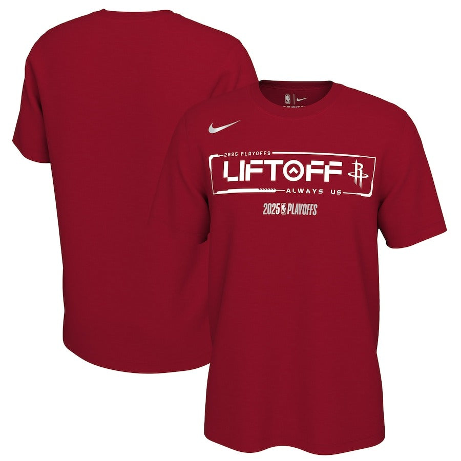 海外取寄 NIKE Tシャツ ヒューストン ロケッツ 2025 NBA PLAYOFFS POST ON COURT MANTRA T-SHIRT RED