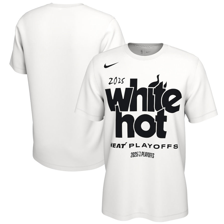 海外取寄 NIKE Tシャツ マイアミ ヒート 2025 NBA PLAYOFFS POST ON COURT MANTRA T-SHIRT WHITE