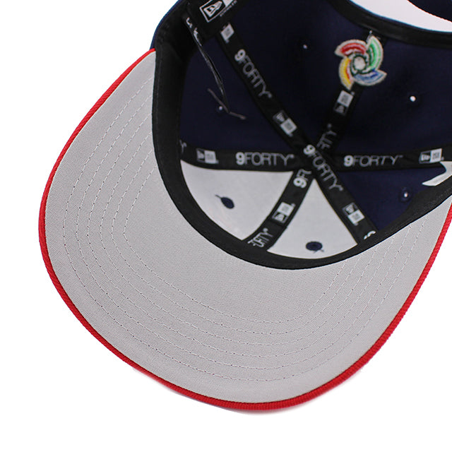 2026 ワールドベースボールクラシックモデル 幼児用 ニューエラ 9FORTY M-CROWN スナップバック アメリカ 2026 WORLD BASEBALL CLASSIC TODDLER SNAPBACK CAP NAVY RED