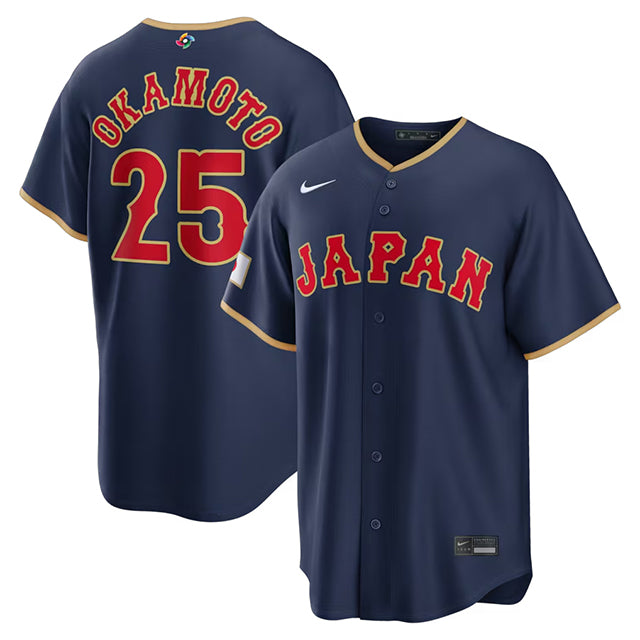 WBC 岡本和真モデル 海外取寄 ナイキ レプリカユニフォーム 日本代表 2026 WORLD BASEBALL CLASSIC ROAD STADIUM JERSEY NAVY
