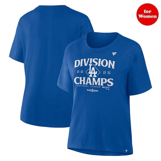 女性用 2025 ナショナルリーグ西地区チャンピオン ロッカールームモデル 海外取寄 Tシャツ ロサンゼルス ドジャース MLB 2025 NL WEST DIVISION CHAMPIONS LOCKER ROOM WOMEN`S T-SHIRTS ROYAL