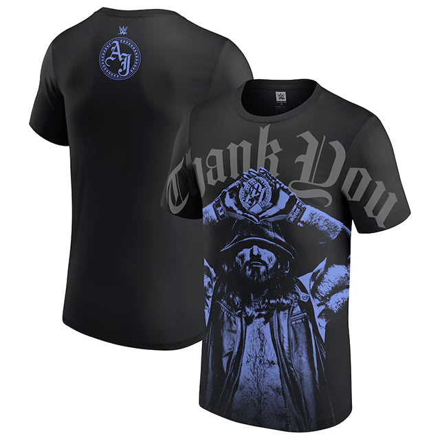 AJ スタイルズモデル 海外取寄 WWE AUTHENTIC Tシャツ THANK YOU T-SHIRT BLACK