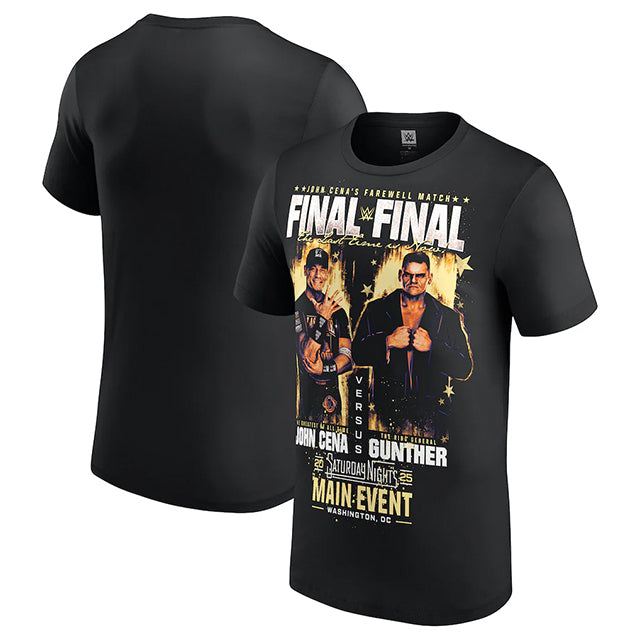 ジョン シナラストマッチモデル 海外取寄 WWE AUTHENTIC Tシャツ SATURDAY NIGHT’S MAIN EVENT FINAL MATCH JOHN CENA vs GUNTHER T-SHIRT BLACK
