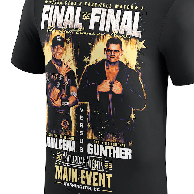 ジョン シナラストマッチモデル 海外取寄 WWE AUTHENTIC Tシャツ SATURDAY NIGHT’S MAIN EVENT FINAL MATCH JOHN CENA vs GUNTHER T-SHIRT BLACK