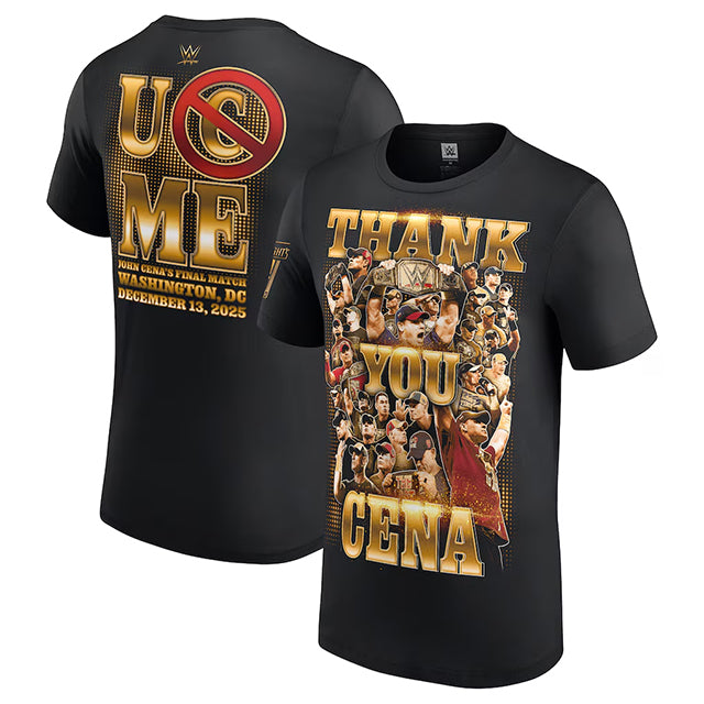 ジョン シナ引退記念モデル 海外取寄 WWE AUTHENTIC Tシャツ THANK YOU CENA GOLD T-SHIRT BLACK