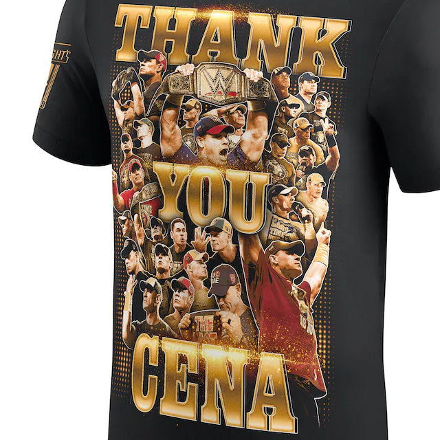 ジョン シナ引退記念モデル 海外取寄 WWE AUTHENTIC Tシャツ THANK YOU CENA GOLD T-SHIRT BLACK