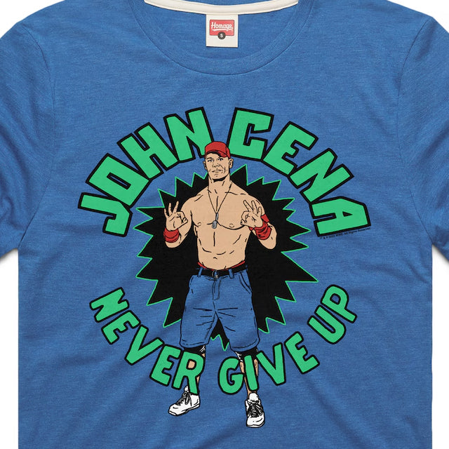 ジョン シナモデル 海外取寄 HOMAGE Tシャツ NEVER GIVE UP TRI-BLEND T-SHIRT ROYAL BLUE