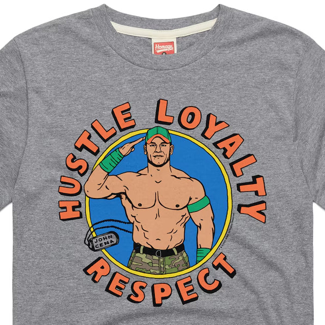 ジョン シナモデル 海外取寄 HOMAGE Tシャツ HUSTLE LOYALTY RESPECT TRI-BLEND T-SHIRT GREY