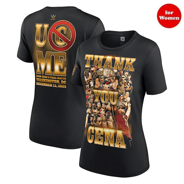女性用 ジョン シナ引退記念モデル 海外取寄 WWE AUTHENTIC Tシャツ WOMEN'S THANK YOU CENA GOLD T-SHIRT BLACK
