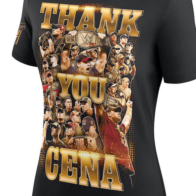 女性用 ジョン シナ引退記念モデル 海外取寄 WWE AUTHENTIC Tシャツ WOMEN'S THANK YOU CENA GOLD T-SHIRT BLACK