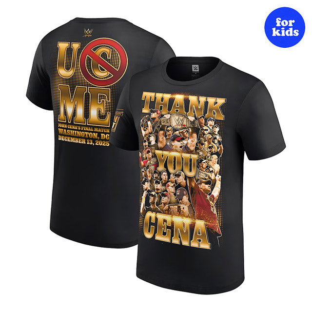 子供用 ジョン シナ引退記念モデル 海外取寄 WWE AUTHENTIC Tシャツ YOUTH THANK YOU CENA GOLD T-SHIRT BLACK