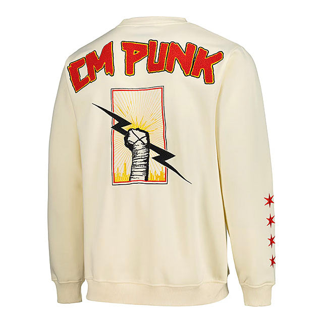 CMパンクモデル 海外取寄 WWE AUTHENTIC スウェット FIST SKYLINE SWEATSHIRT CREAM