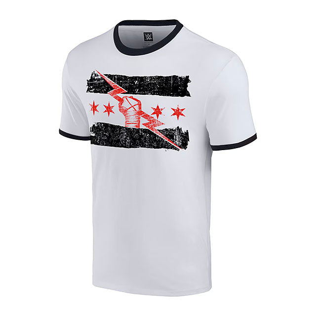 CMパンクモデル 海外取寄 WWE AUTHENTIC Tシャツ BEST IN THE WORLD RINGER T-SHIRT WHITE