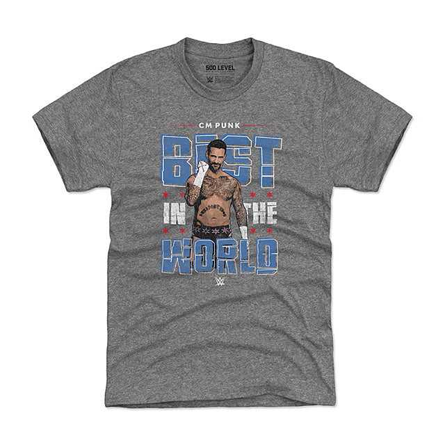 CMパンクモデル 海外取寄 WWE Tシャツ 500 LEVEL GRITTY TRI-BLEND T-SHIRT GRAY