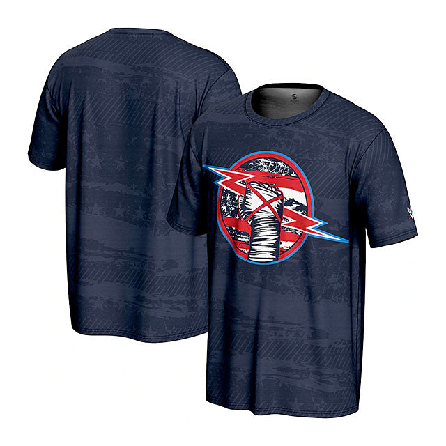 CMパンクモデル 海外取寄 WWE Tシャツ PROSPHERE AMERICANA T-SHIRT NAVY