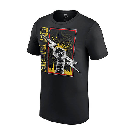 CMパンクモデル 海外取寄 WWE AUTHENTIC Tシャツ CHICAGO FIST T-SHIRT BLACK