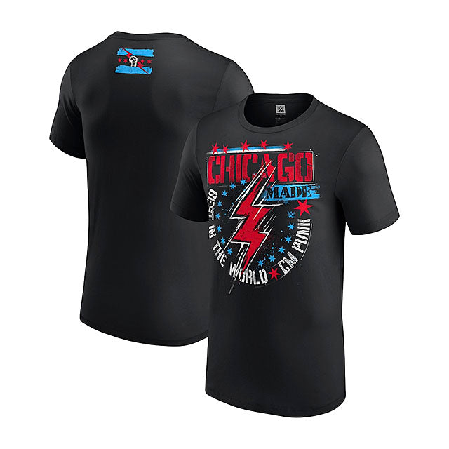 CMパンクモデル 海外取寄 WWE AUTHENTIC Tシャツ CHICAGO MADE T-SHIRT BLACK