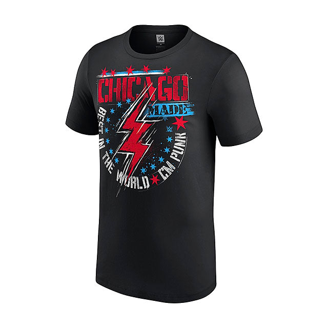 CMパンクモデル 海外取寄 WWE AUTHENTIC Tシャツ CHICAGO MADE T-SHIRT BLACK