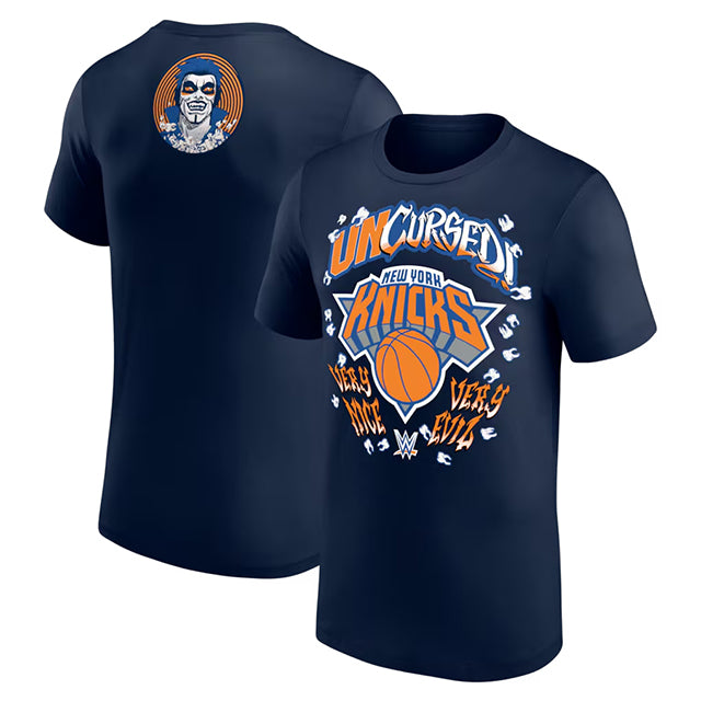 ダンハウゼンモデル 海外取寄 WWE AUTHENTIC Tシャツ NEW YORK KNICKS UNCURSED T-SHIRT NAVY