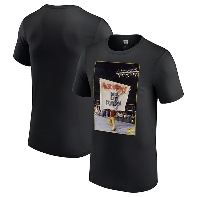 ハルク ホーガンモデル 海外取寄 WWE AUTHENTIC Tシャツ HULKAMANIA WILL LIVE FOREVER T-SHIRT BLACK