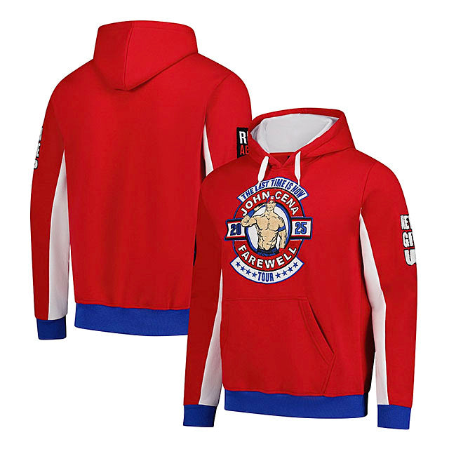 ジョン シナモデル 海外取寄 WWE AUTHENTIC フーディー FAREWELL TOUR CHENILLE PULLOVER HOODIE RED