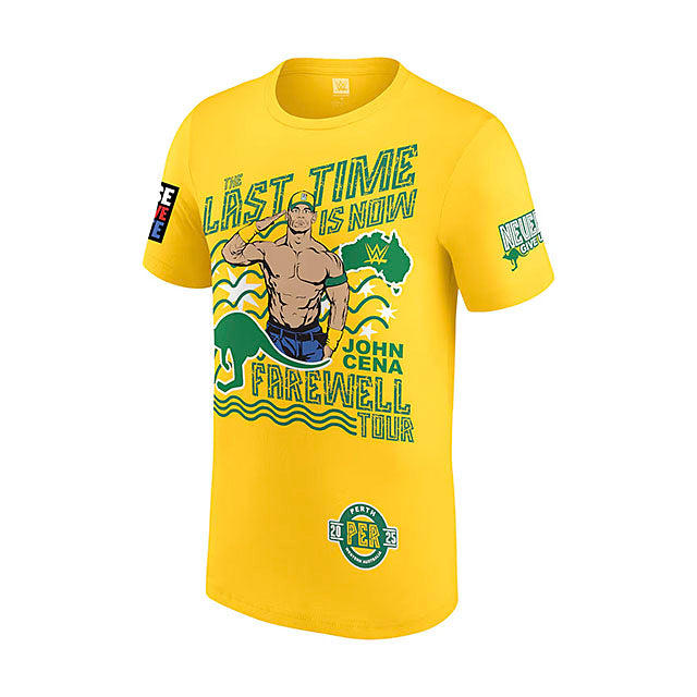 ジョン シナモデル 海外取寄 WWE AUTHENTIC Tシャツ FAREWELL TOUR 2025 PERTH T-SHIRT YELLOW