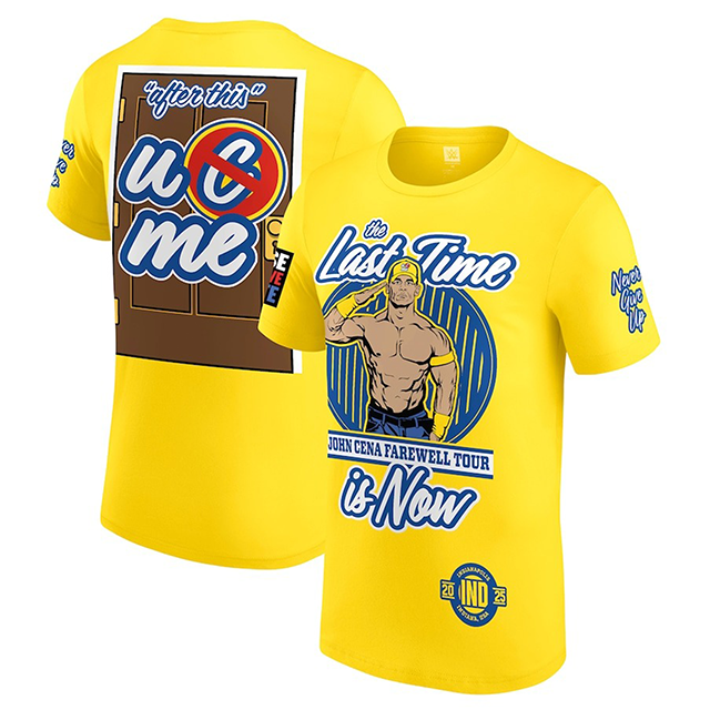 ジョン シナモデル WWE AUTHENTIC Tシャツ FAREWELL TOUR 2025 INDIANAPOLIS T-SHIRT YELLOW