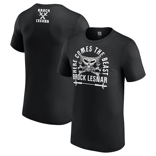 ブロック レスナーモデル 海外取寄 WWE AUTHENTIC Tシャツ HERE COMES T-SHIRT BLACK