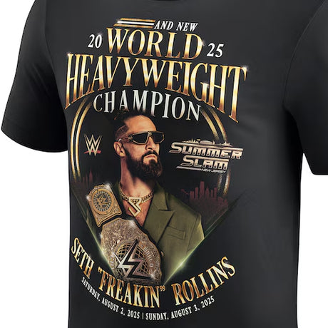 セス "フリーキン" ロリンズモデル 海外取寄 WWE AUTHENTIC Tシャツ WORLD HEAVYWEIGHT CHAMPION WINNER T-SHIRT BLACK