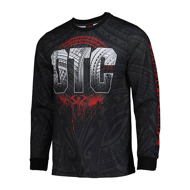 ローマン レインズモデル 海外取寄 WWE AUTHENTIC Tシャツ STAINED IMAGE LONG SLEEVE T-SHIRT BLACK