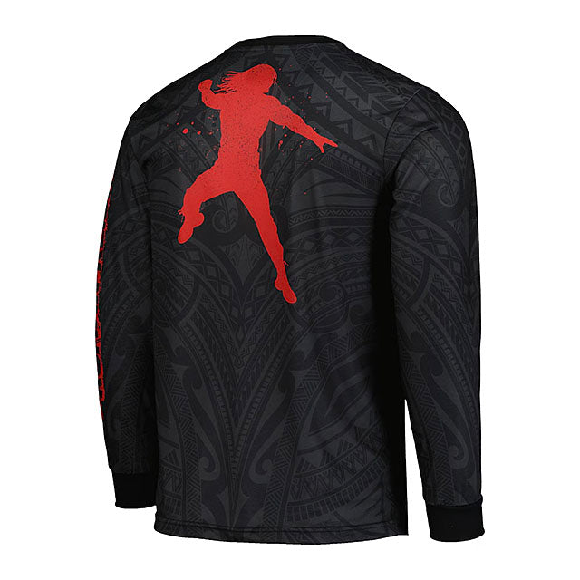 ローマン レインズモデル 海外取寄 WWE AUTHENTIC Tシャツ STAINED IMAGE LONG SLEEVE T-SHIRT BLACK