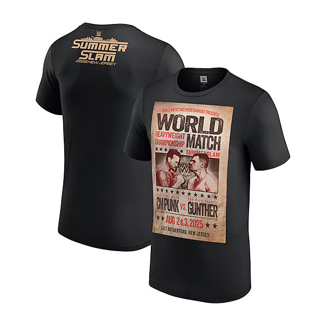 サマースラム2025 海外取寄 WWE AUTHENTIC Tシャツ CM パンク VS グンター SUMMERSLAM 2025 MATCH T-SHIRT BLACK