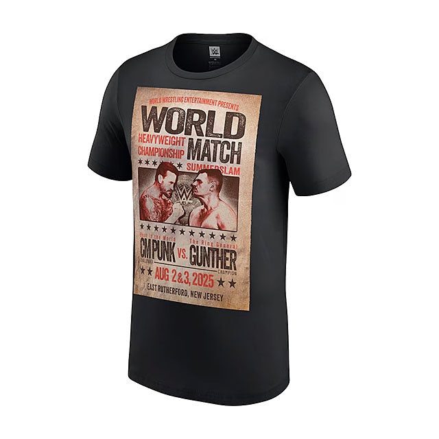 サマースラム2025 海外取寄 WWE AUTHENTIC Tシャツ CM パンク VS グンター SUMMERSLAM 2025 MATCH T-SHIRT BLACK